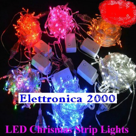 LUMINARIA  100 LED 10M CON GIOCO LUCI 220 v PER INTERNO E ESTERNO .codice 2289 ROSSO - 2088 GIALLO - 999 BIANCO - 640 VERDE - 876 BLU - 2104 MULTICOLORE 
